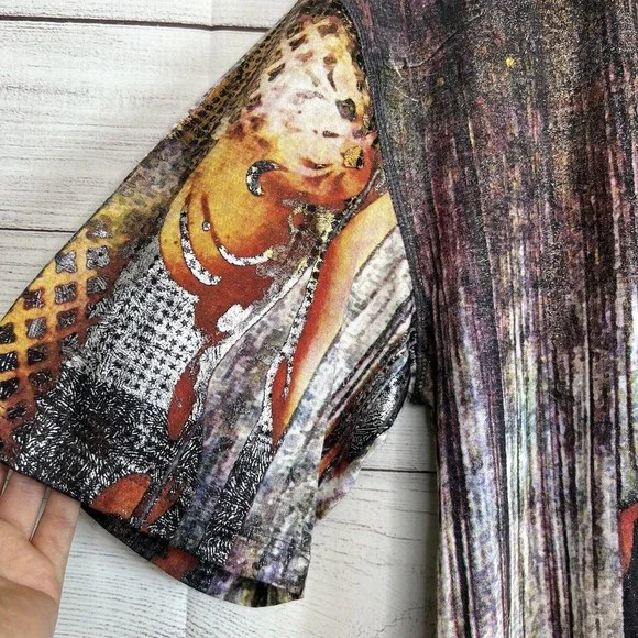 Hans Haveron Rare Signature Series Artist Mens Colorful Metallic Shirt Size XL